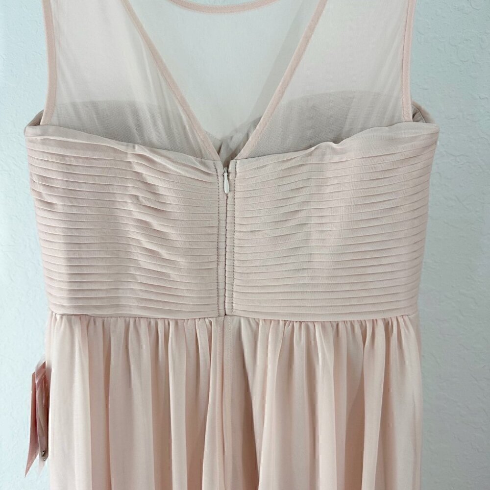 Birdy Grey Ryan Ruched Mesh Overlay Empire‎ Waist Gown Blush Pink Medium - Picture 9 of 12